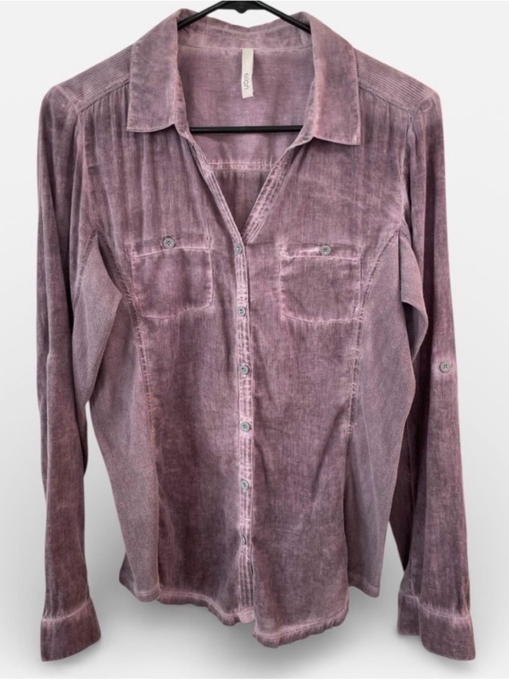 Elan Button-Down Purple Wash Blouse